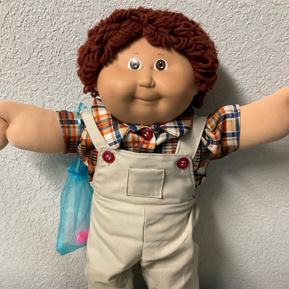 RARE Vintage Cabbage Patch Kid Boy Auburn Hair Brown Eyes Head Mold #15 1986